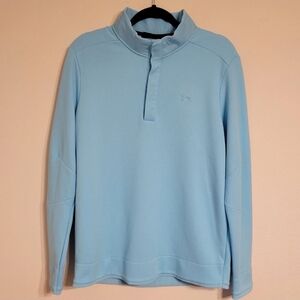 Under Armour Golf Sweater Mens Large Light Blue Coldgear Pullover Snap Active